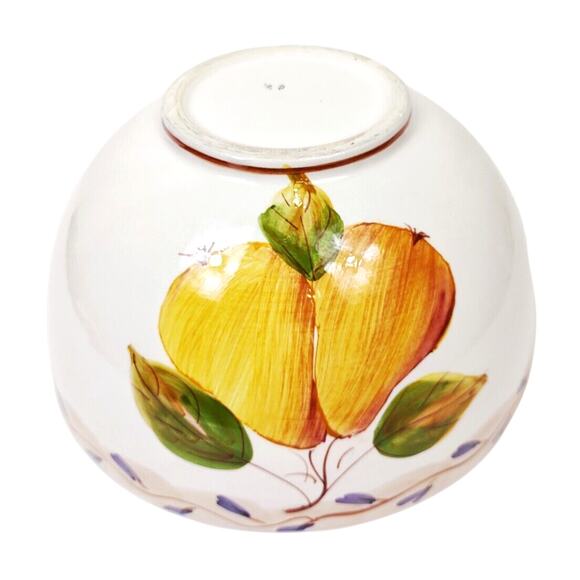 Large Hand Painted Pears Vines Tuscan 9 in Round Serving Bowl Salad Vegetable - Picture 4 of 11